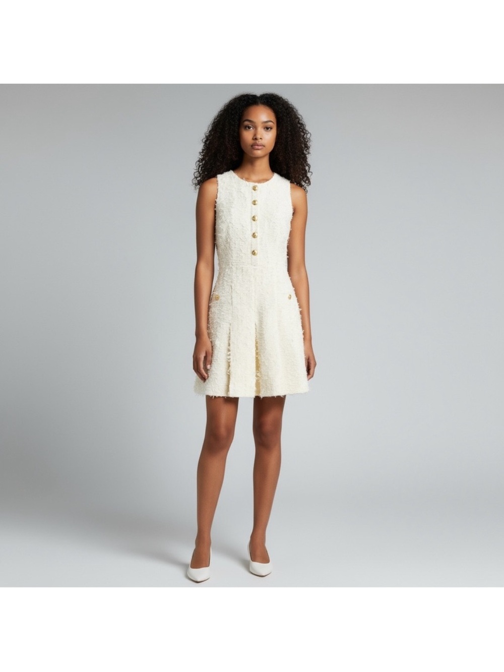 J. Crew Pleated mini dress in textured tweed size 6